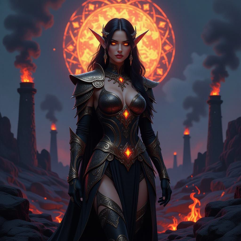 Volcano Elf in Dark Fantasy Concept Art