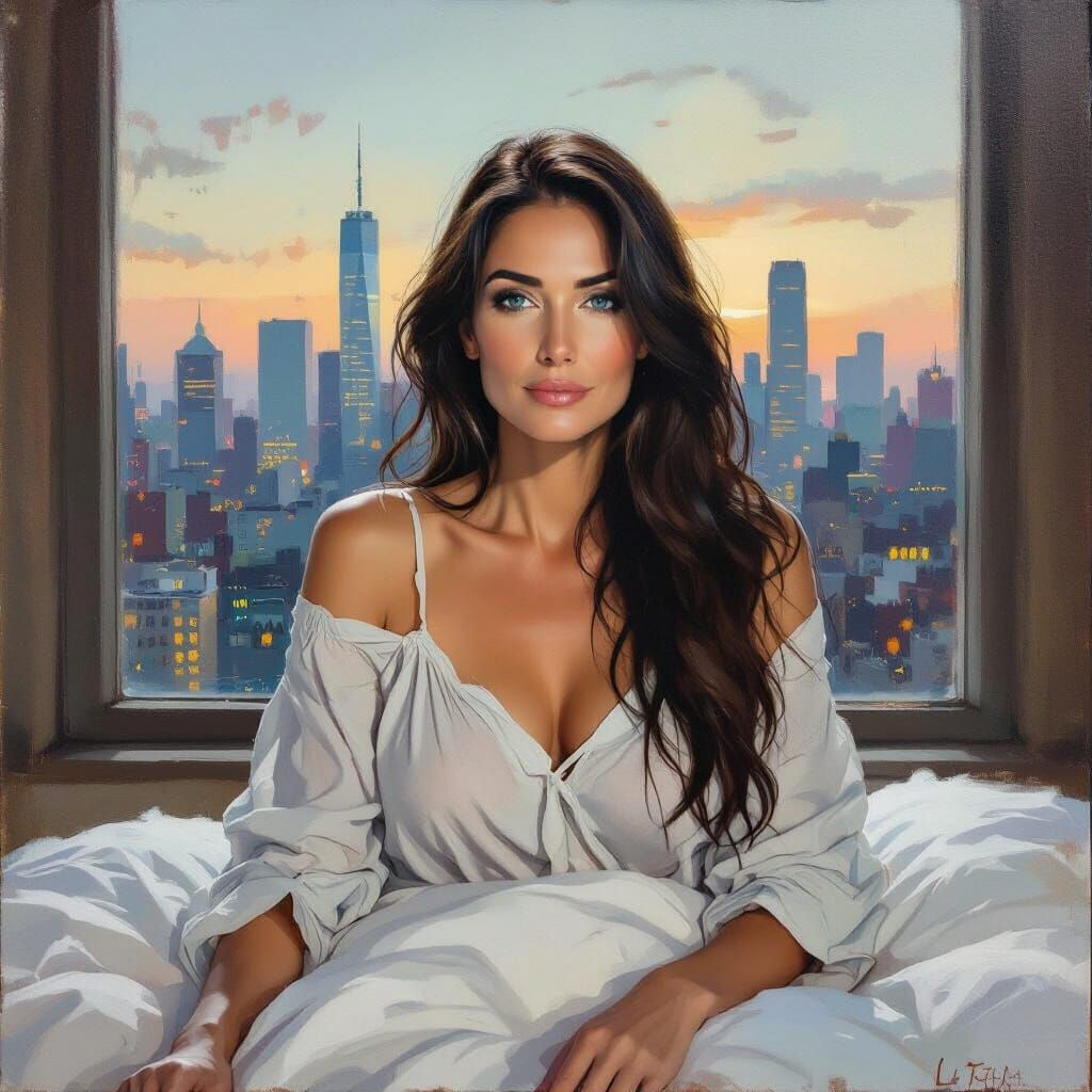 Italian Woman in Oil Painting Style