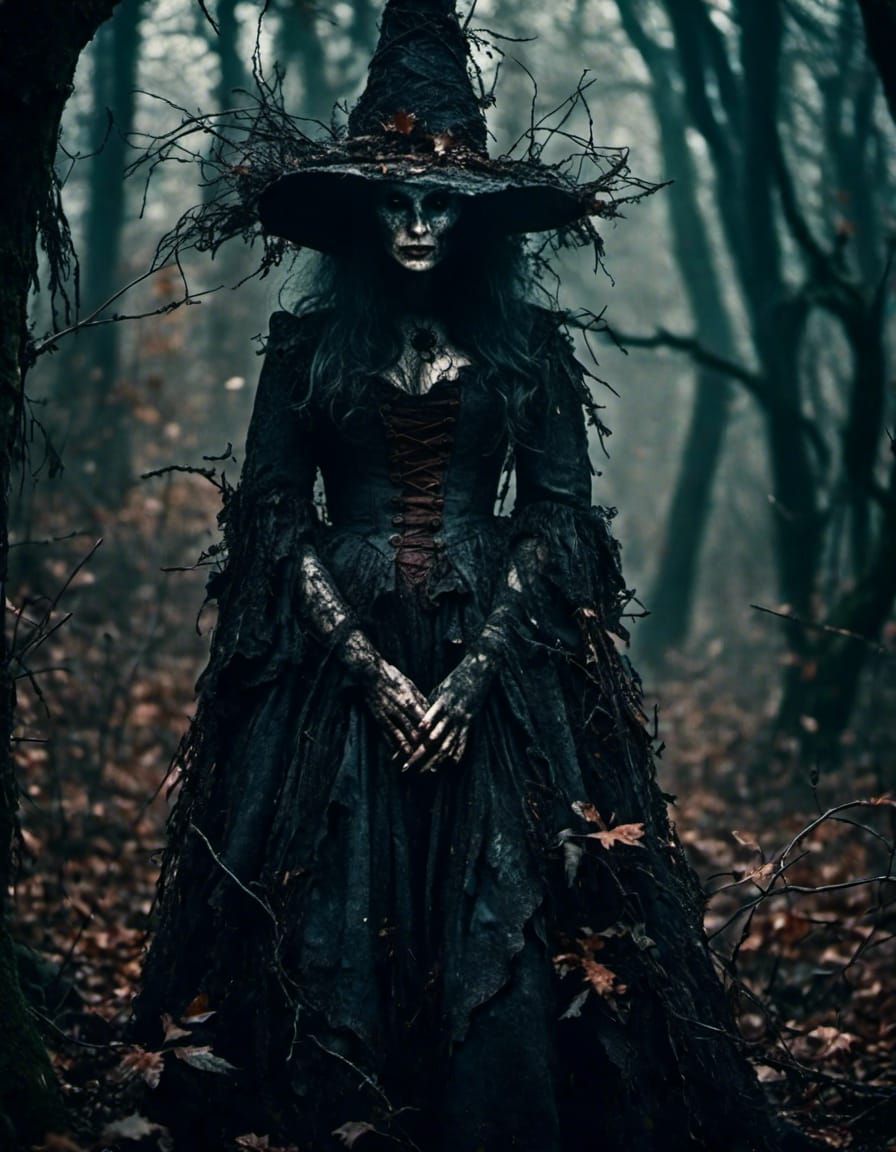 Macabre Witch in a Dark Forest