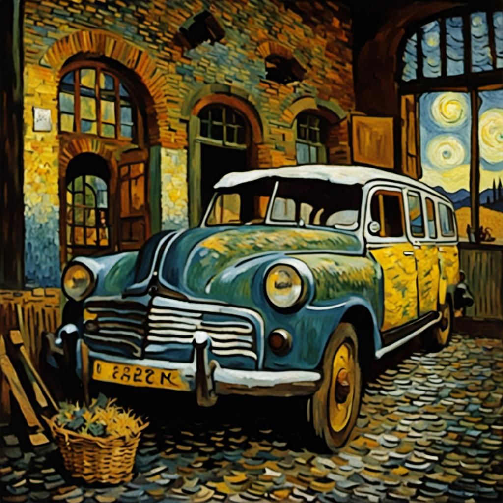 Old car, Van Gogh-style