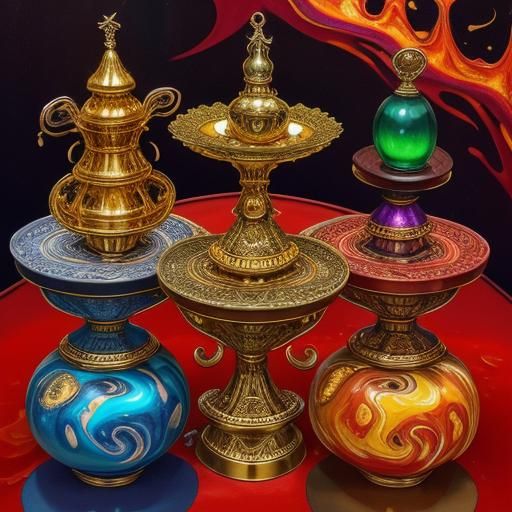 Surrealist Etagere: Fiery Abstract Expressionist Oil Paintin...