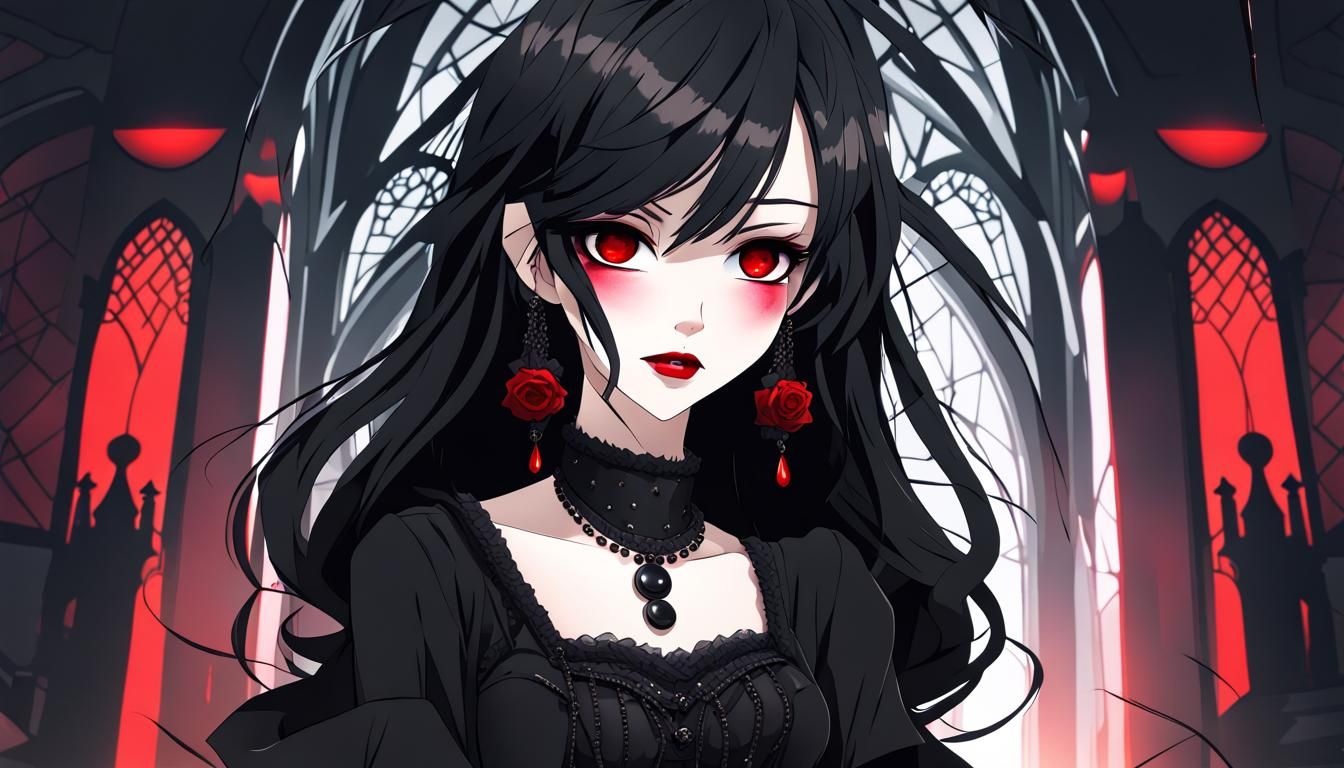 Anime Girl in Dark Castle, Digital Art