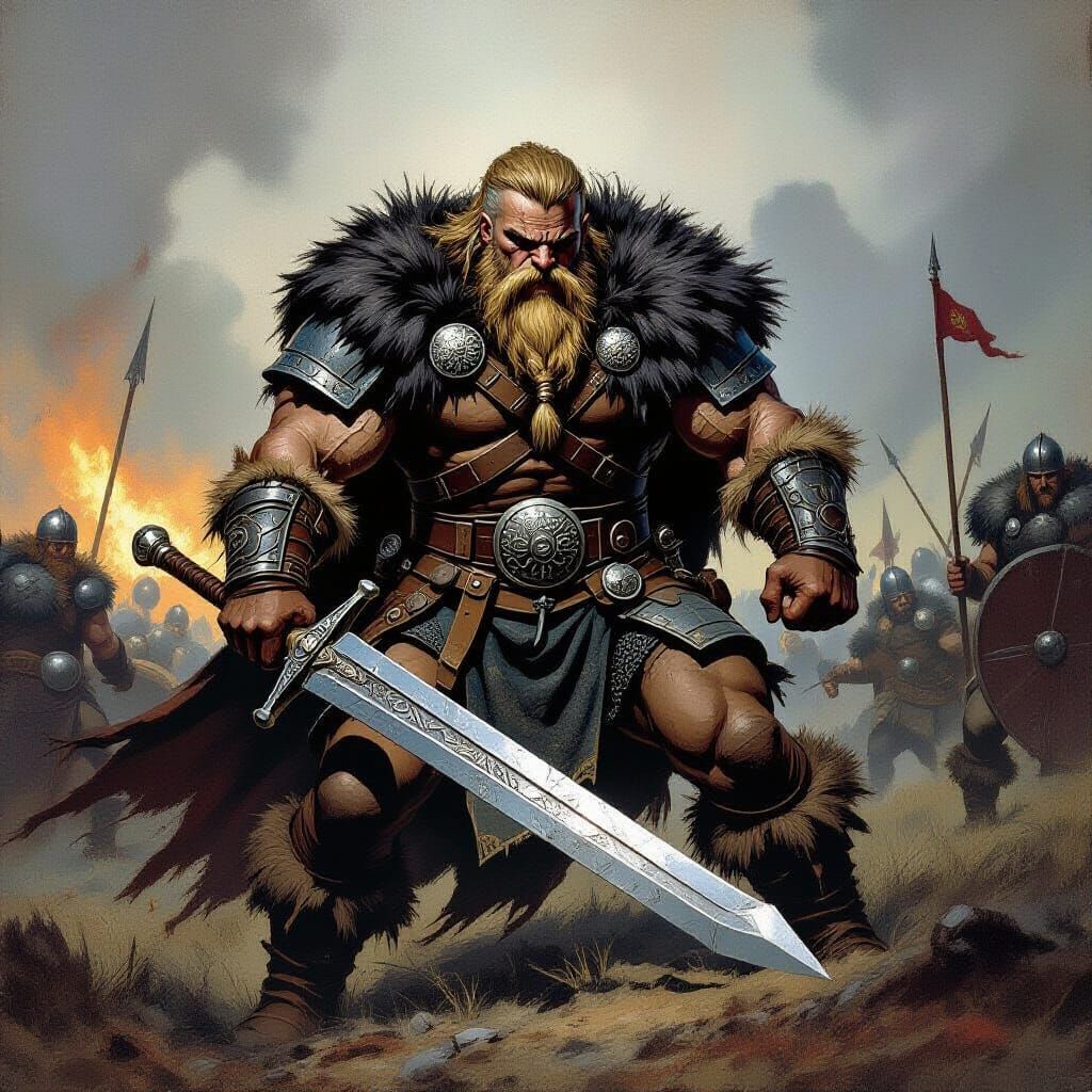 Battle-Worn Tyr on Norse Viking Battlefield
