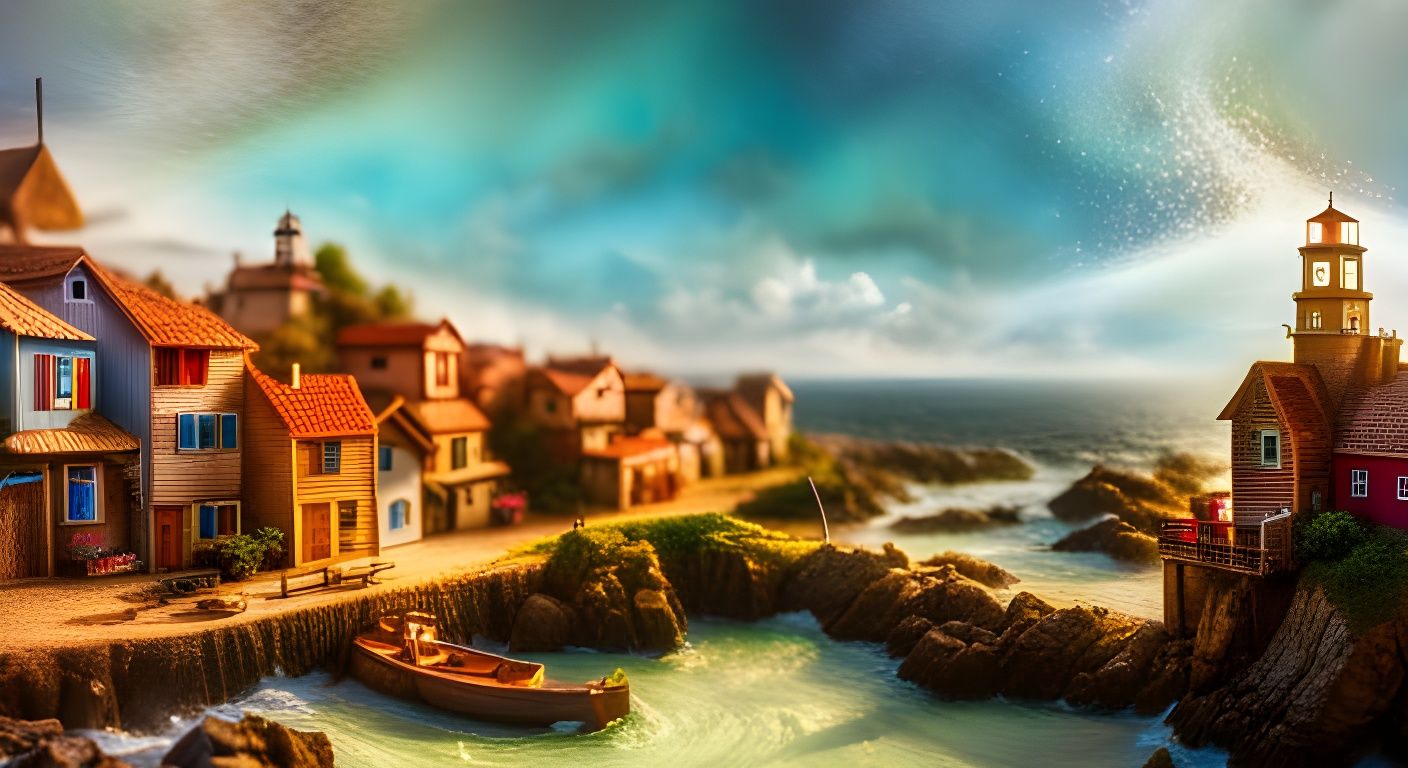 Psychedelic Miniature Coastal Village: Tilt-Shift Macro Phot...
