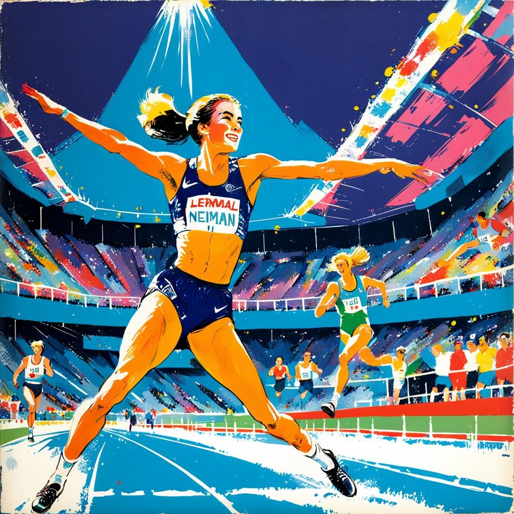 Dynamic Olympic Games Illustration in Neiman Style