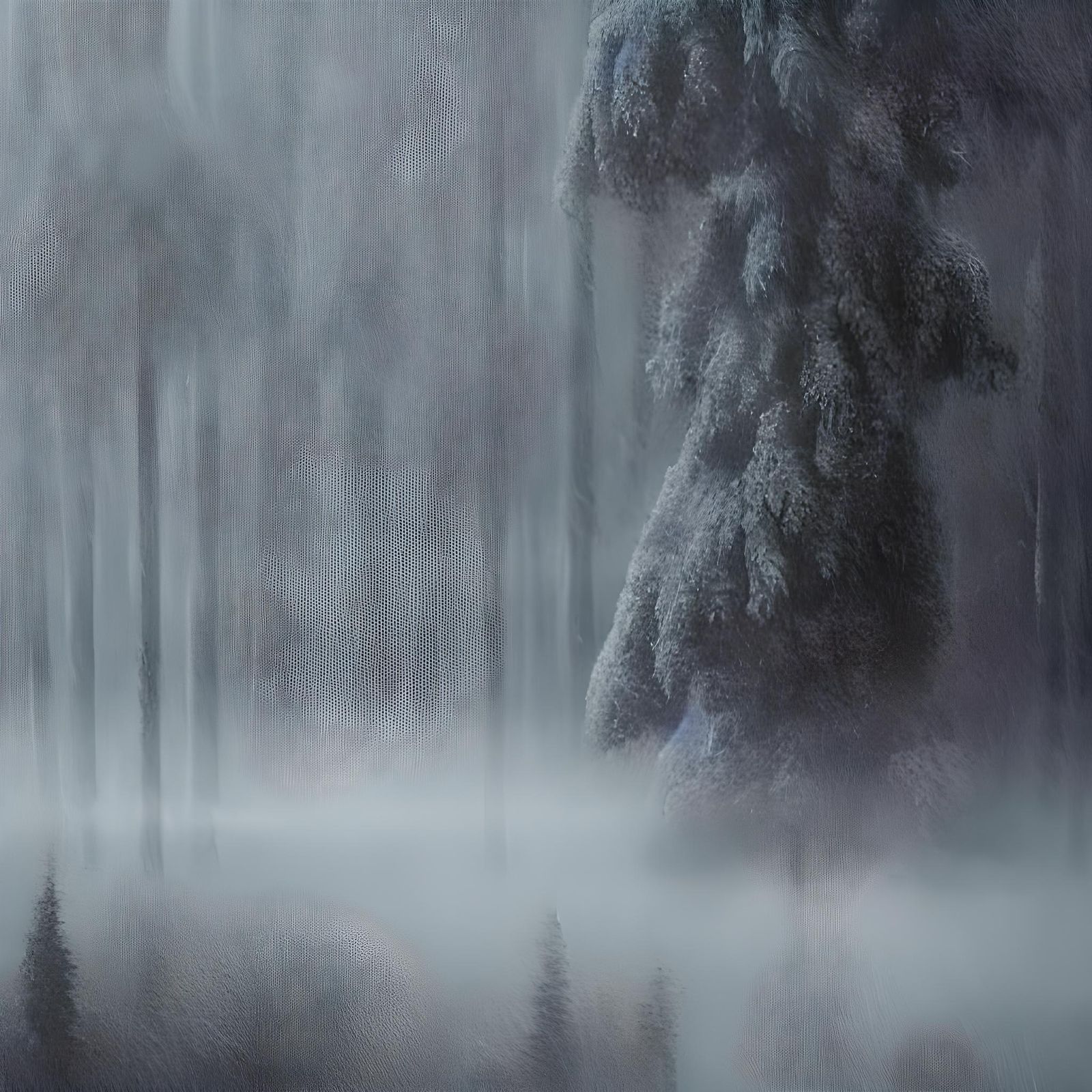 Winter Wolf in Snowy Forest Storm