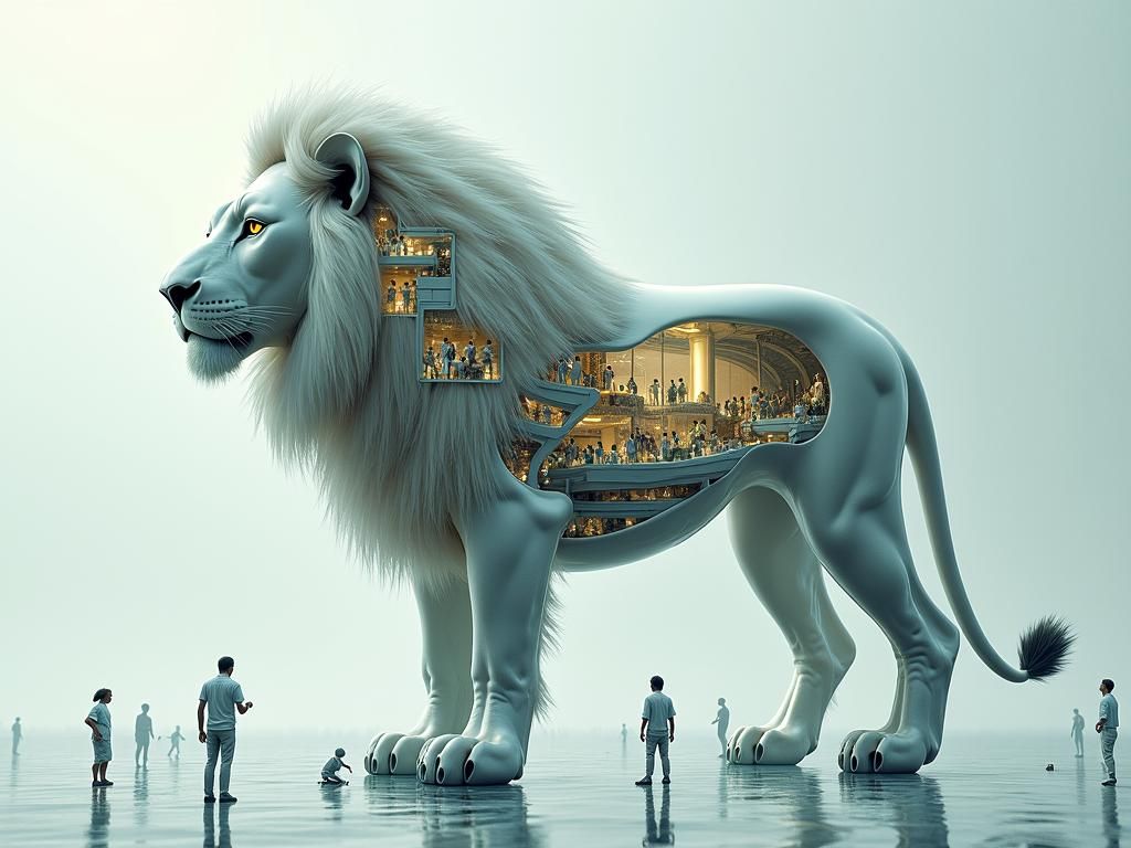 Futuristic City Hidden Inside Lion Silhouette