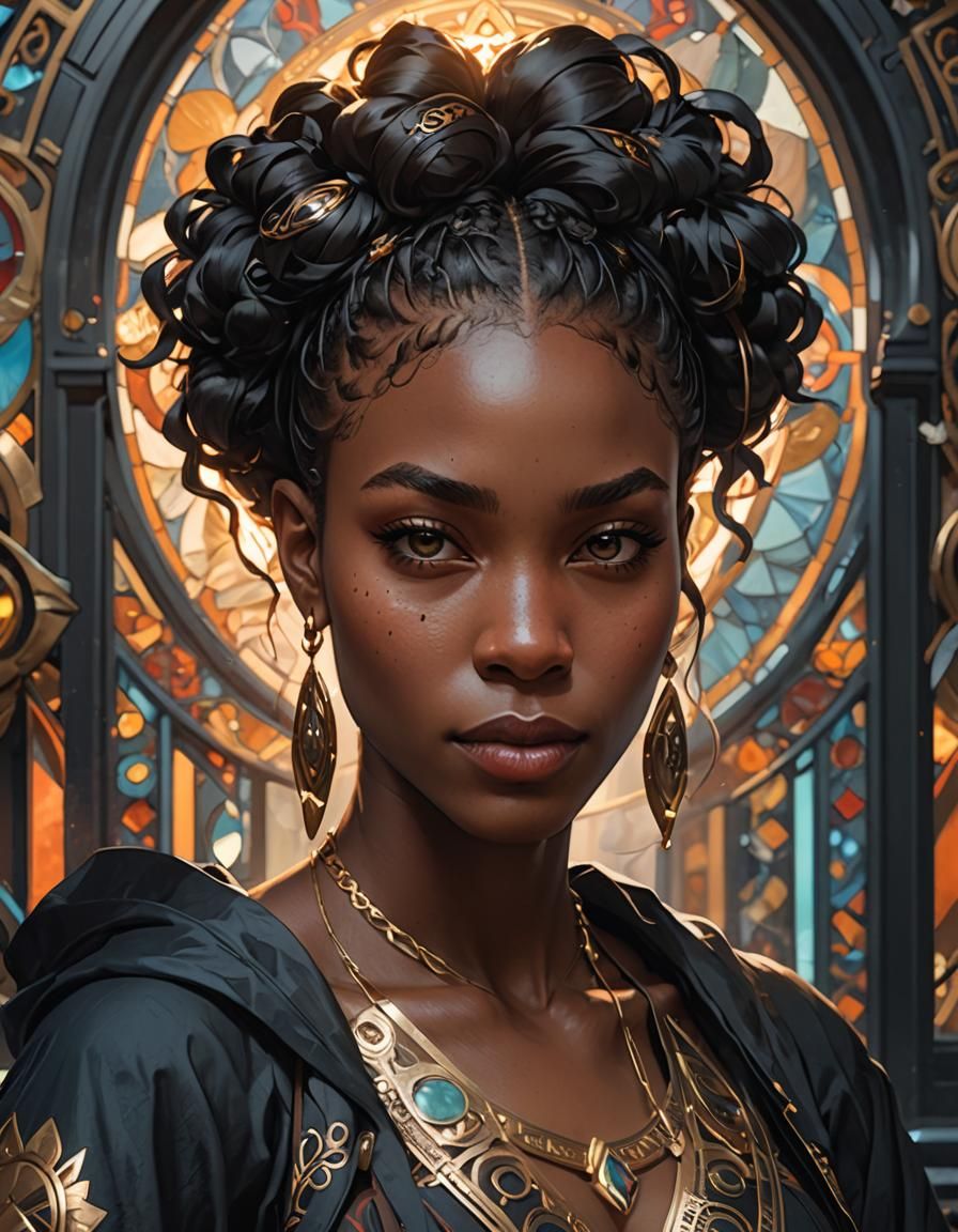 Hyperdetailed Portrait of a Black Young Woman