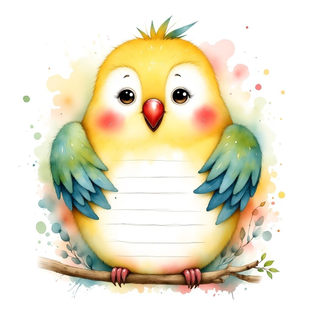 Cute Kid-Friendly Parrot Illustration for Coloring