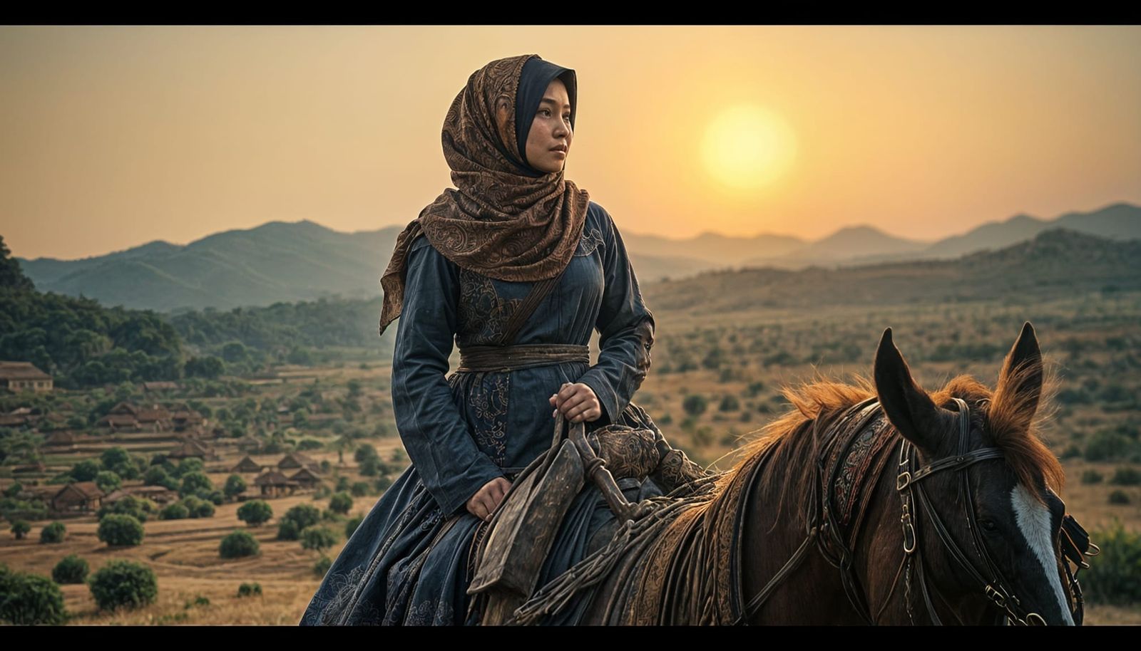 Javanese Woman Rides in Spaghetti Western Style