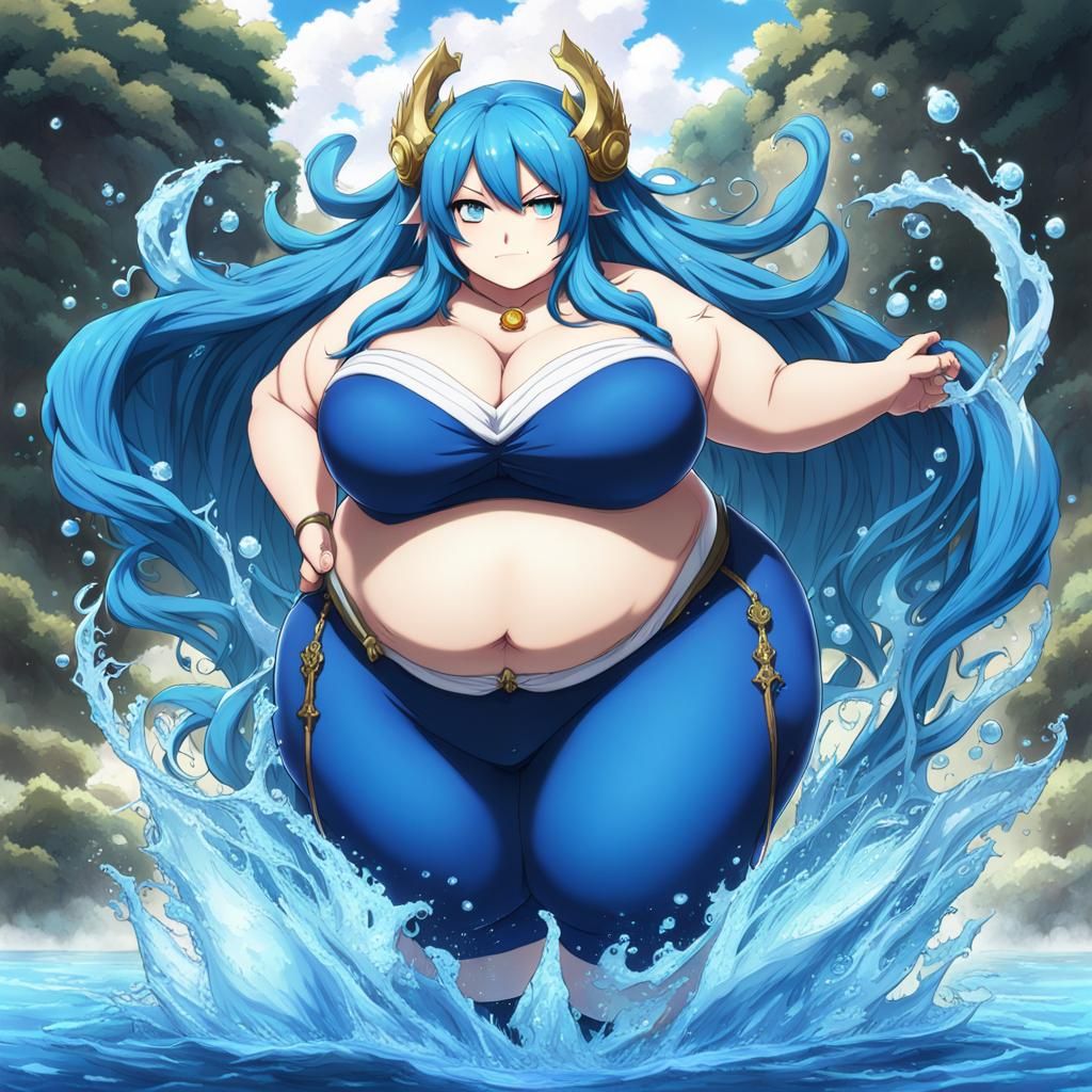 Goddess-like Obese Juvia Lockser in Anime Style