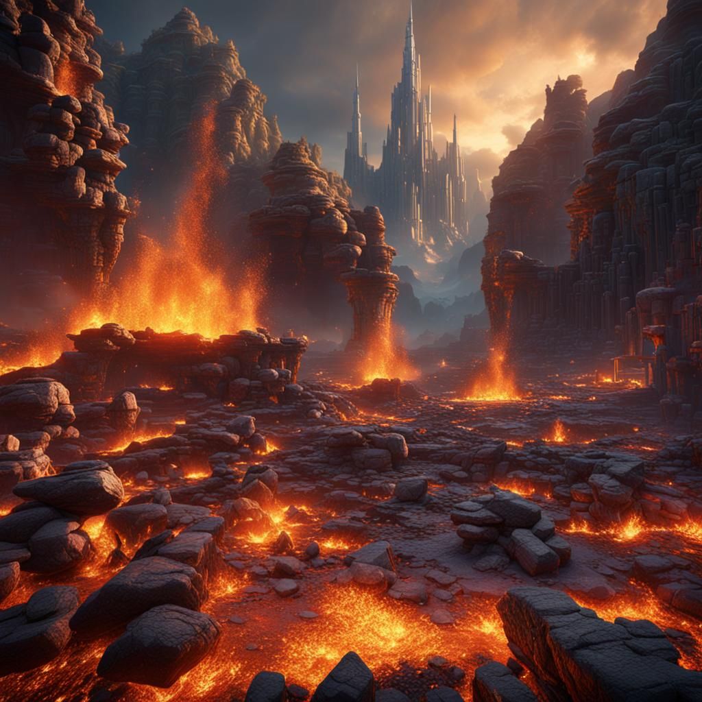 Fantastical Smelting of Ores: Detailed Matte Painting