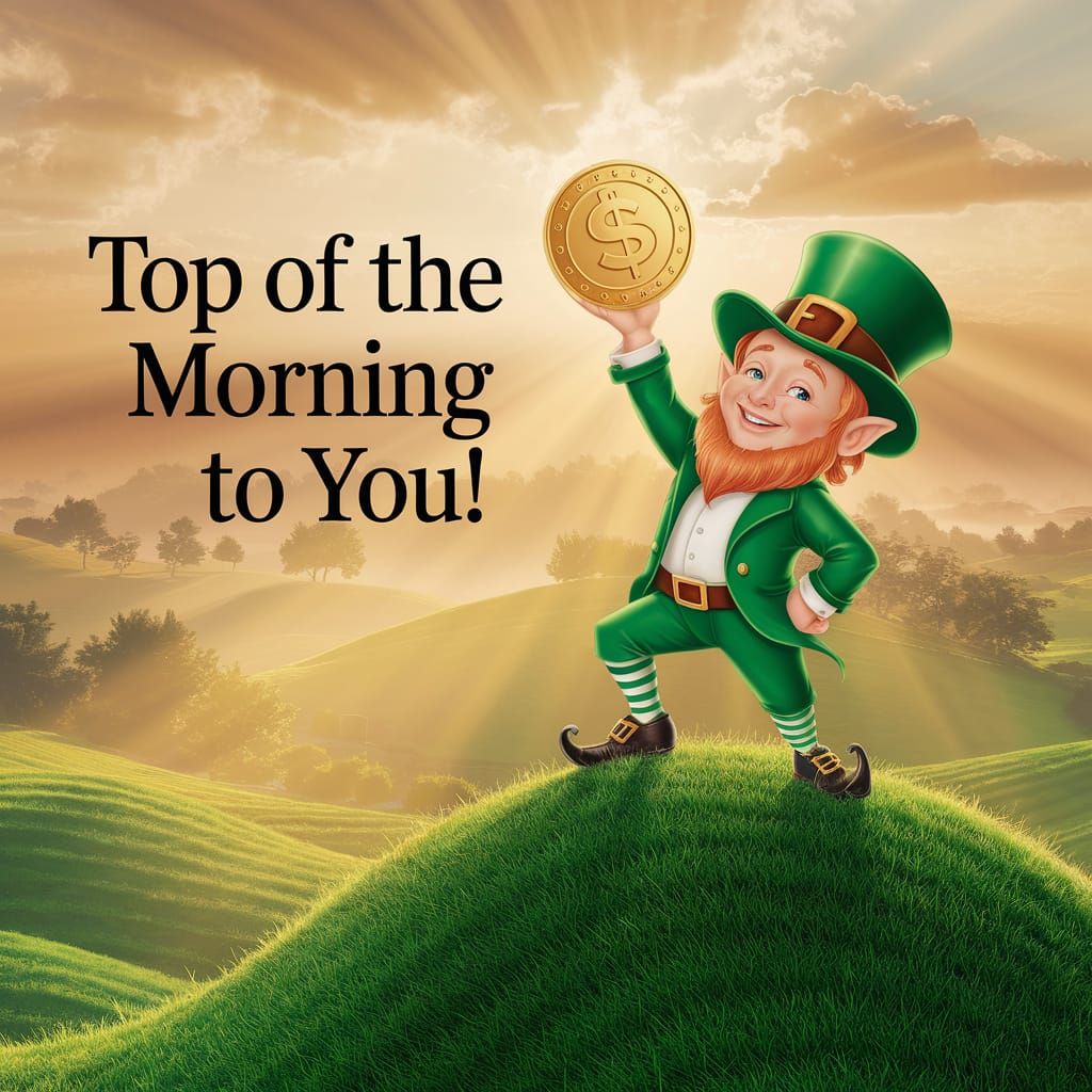 Warm Irish Morning Greeting in Whimsical Countryside