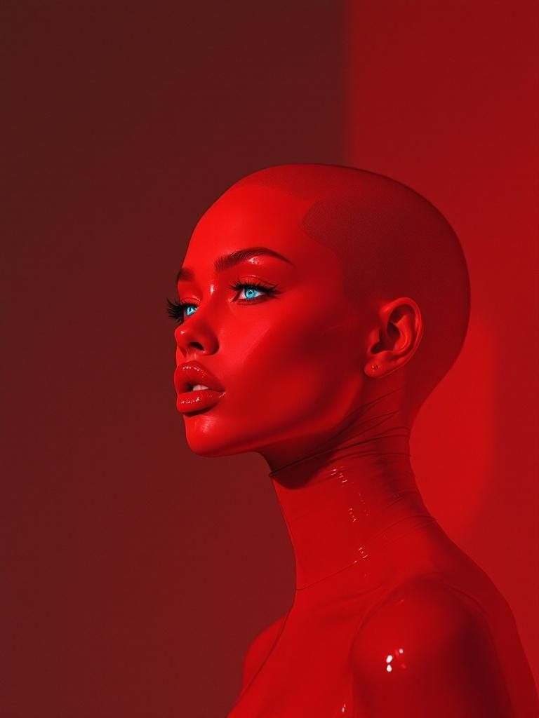 Futuristic Vinyl Woman in Contemporary Digital Art Style