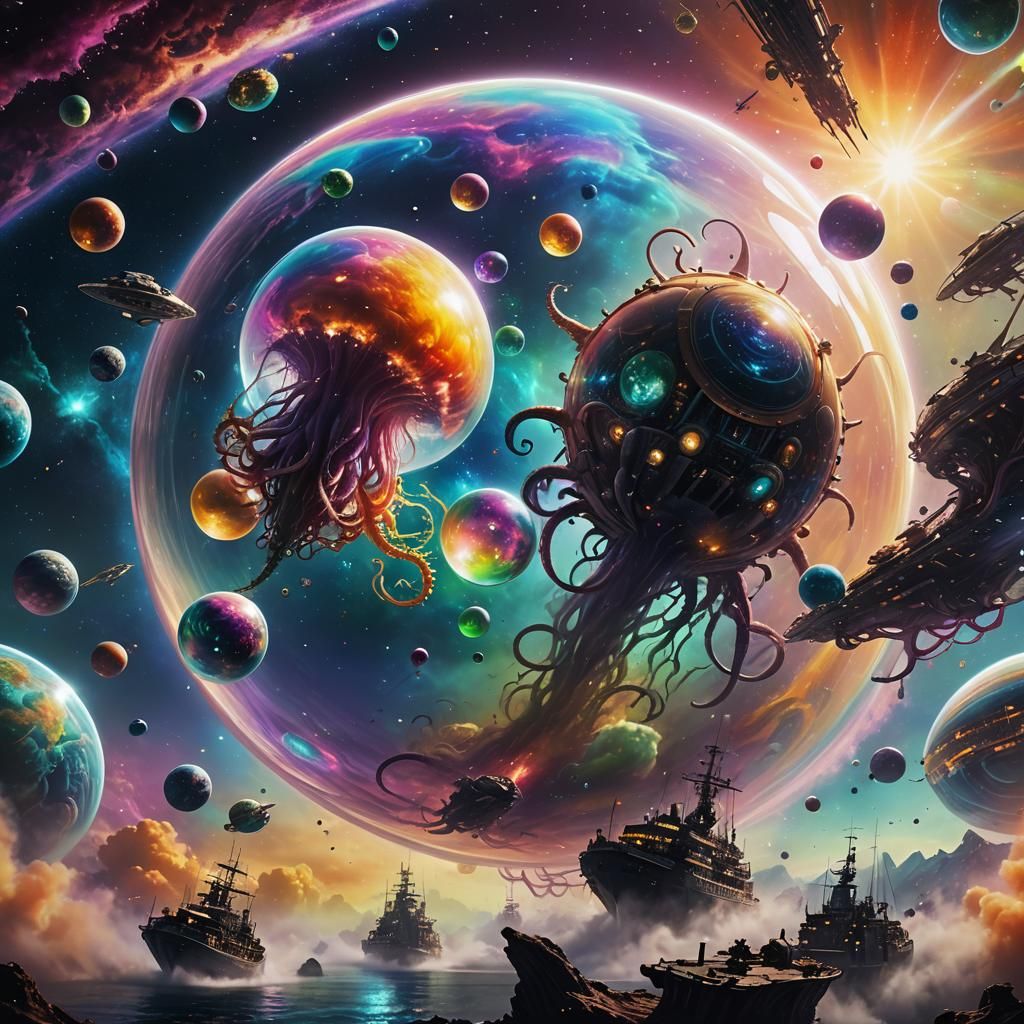 Ethereal Cosmic Odyssey in Vibrant Colors