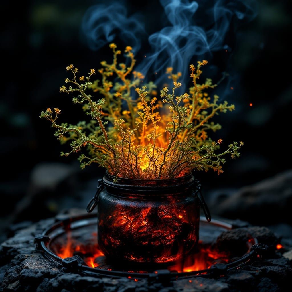 Khokhloma Painting Glows with Ember-Flecked Moss in Smolderi...