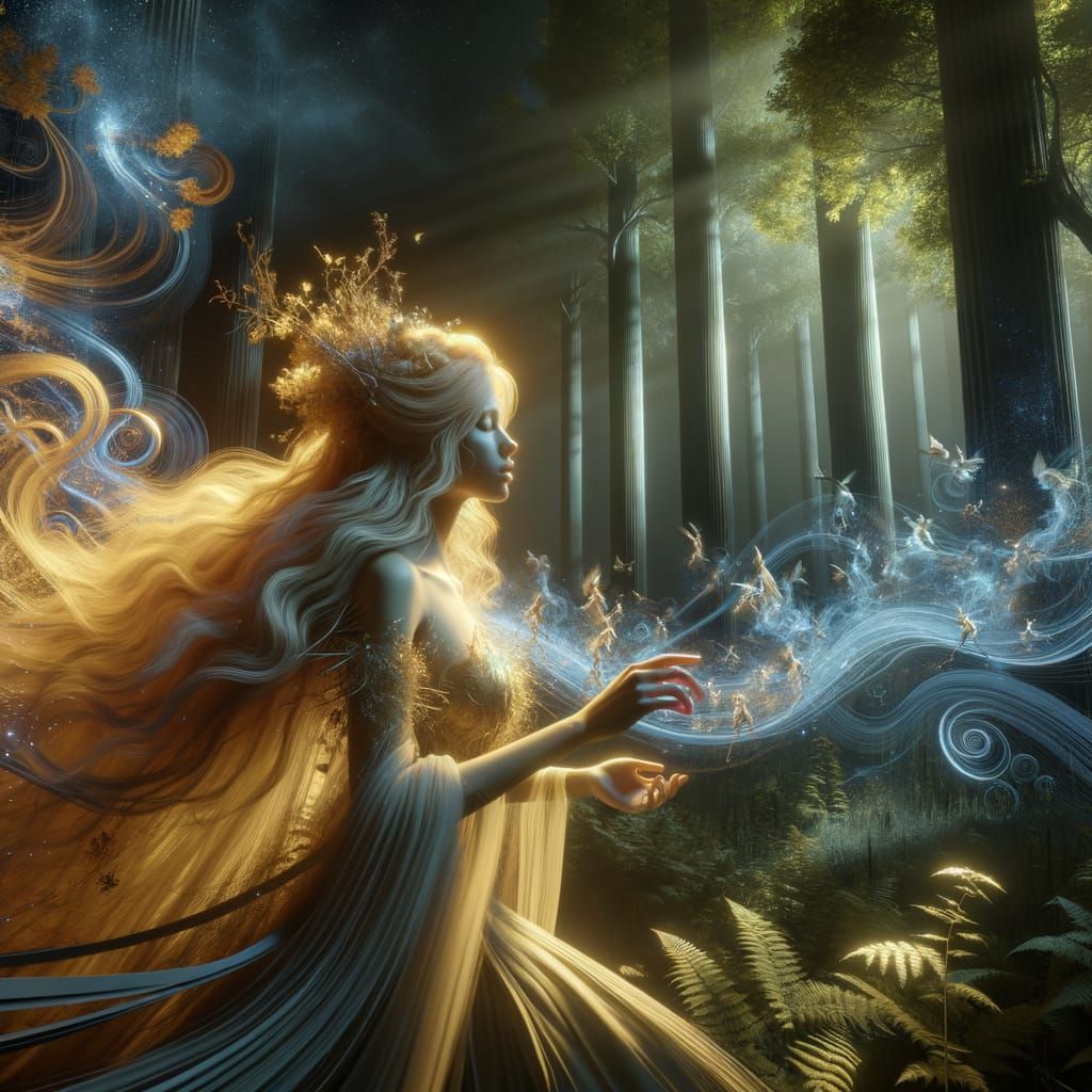 Ethereal Forest Siren in Enchanting Digital Art