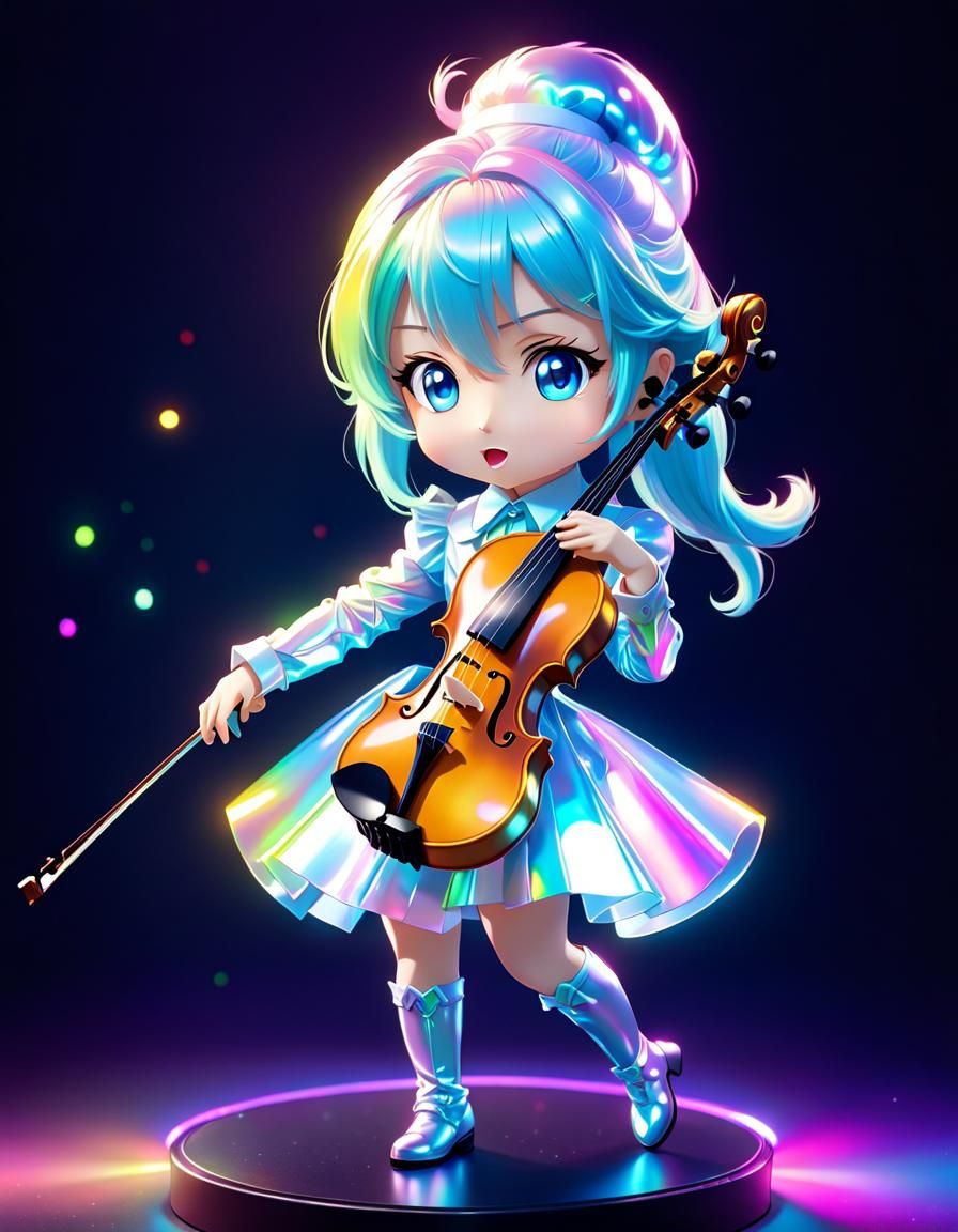 Chibi Anime Musician at Christmas Party