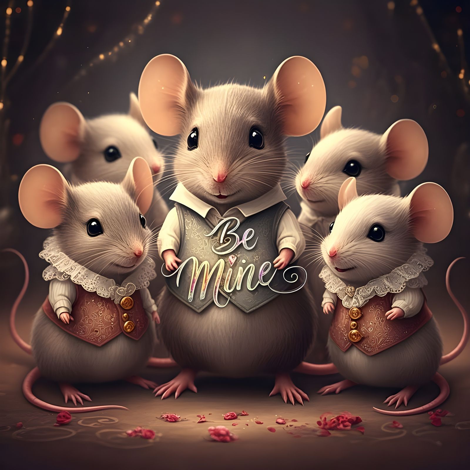 Chibi Mice in Fancy Valentine's Day Vests