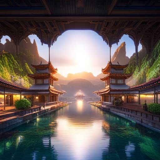 Heavenly Zen Garden in Cel-Shaded 3D