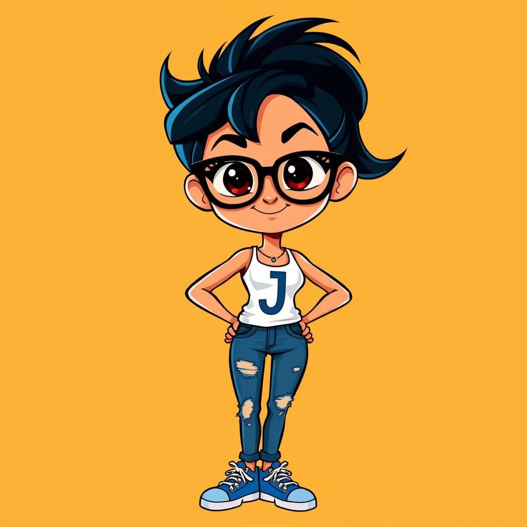 Confident Cartoon Girl in Pixar Animation Style