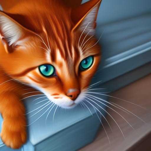 Cat in Yarn Box: Detailed Digital Painting