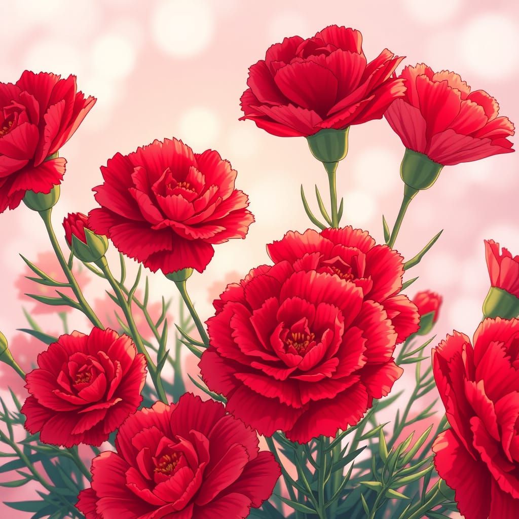 Aesthetic Red Carnation Wallpaper in Manga Style