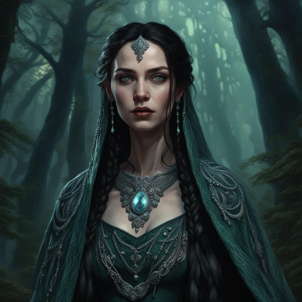 Fantasy Portrait of Woman with Ghosts, Detailed Art