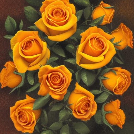 Orange and Yellow Rose Goddess, Hyperdetailed