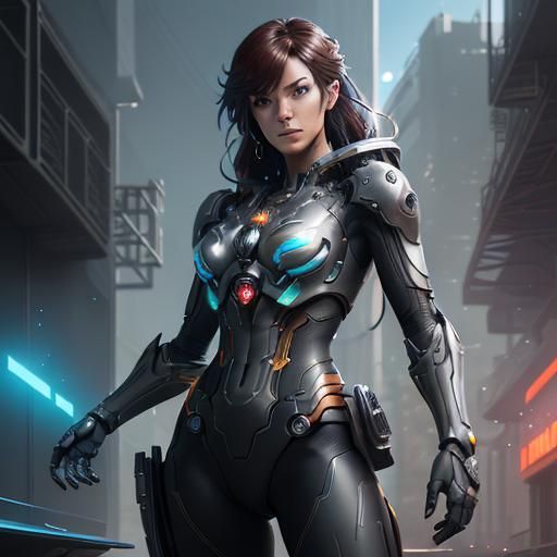 Nintendo Switch Girl in Cyberpunk Anime Style