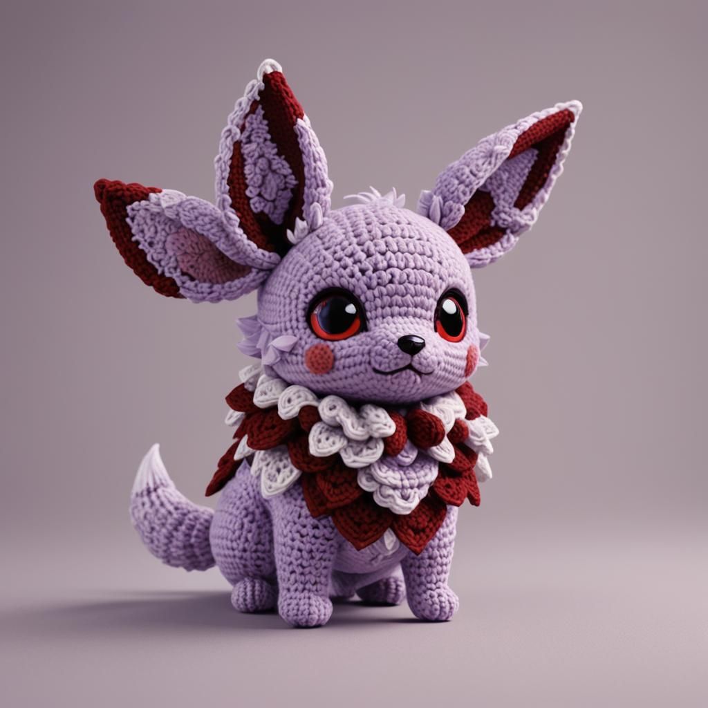 Cute Chibi Eevee Crochet Plushy in 3D Anime Art