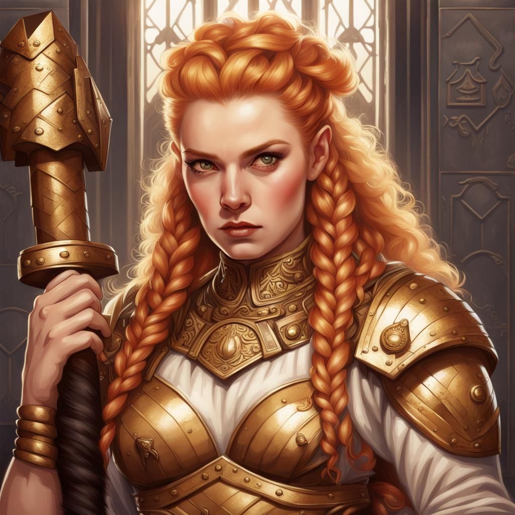 Art Deco Dwarf Warrior with War Hammer