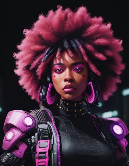 Afro-haired Negro adult woman in a mini plaid skirt. Adults ...