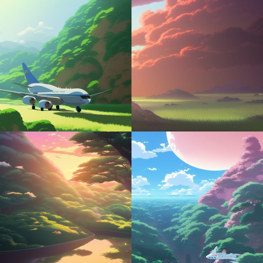 Air Force 1 in Studio Ghibli Anime Style