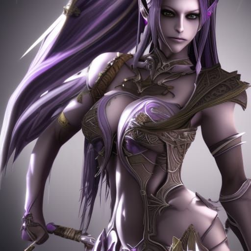Dark Elf Female in Fantasy Armor