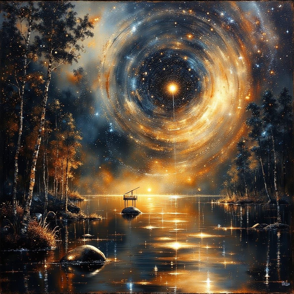 Cosmic Nebulae Visualizing Sound Waves from Phantom Piano