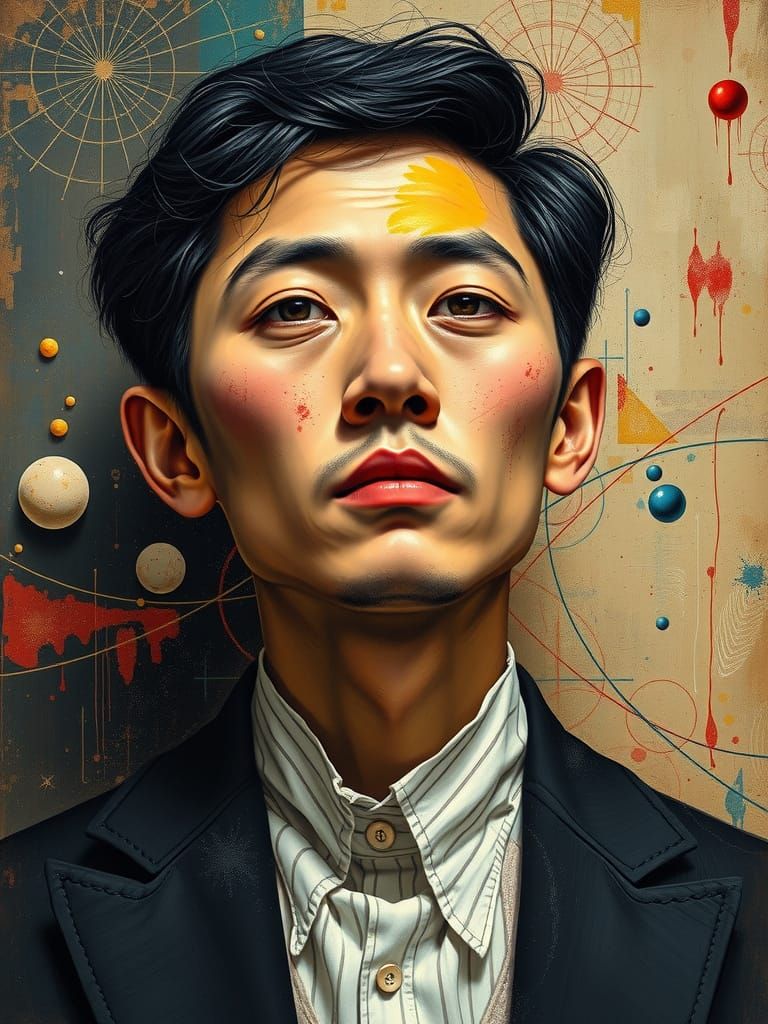 Expressionist Surrealist Portrait of a Young Man