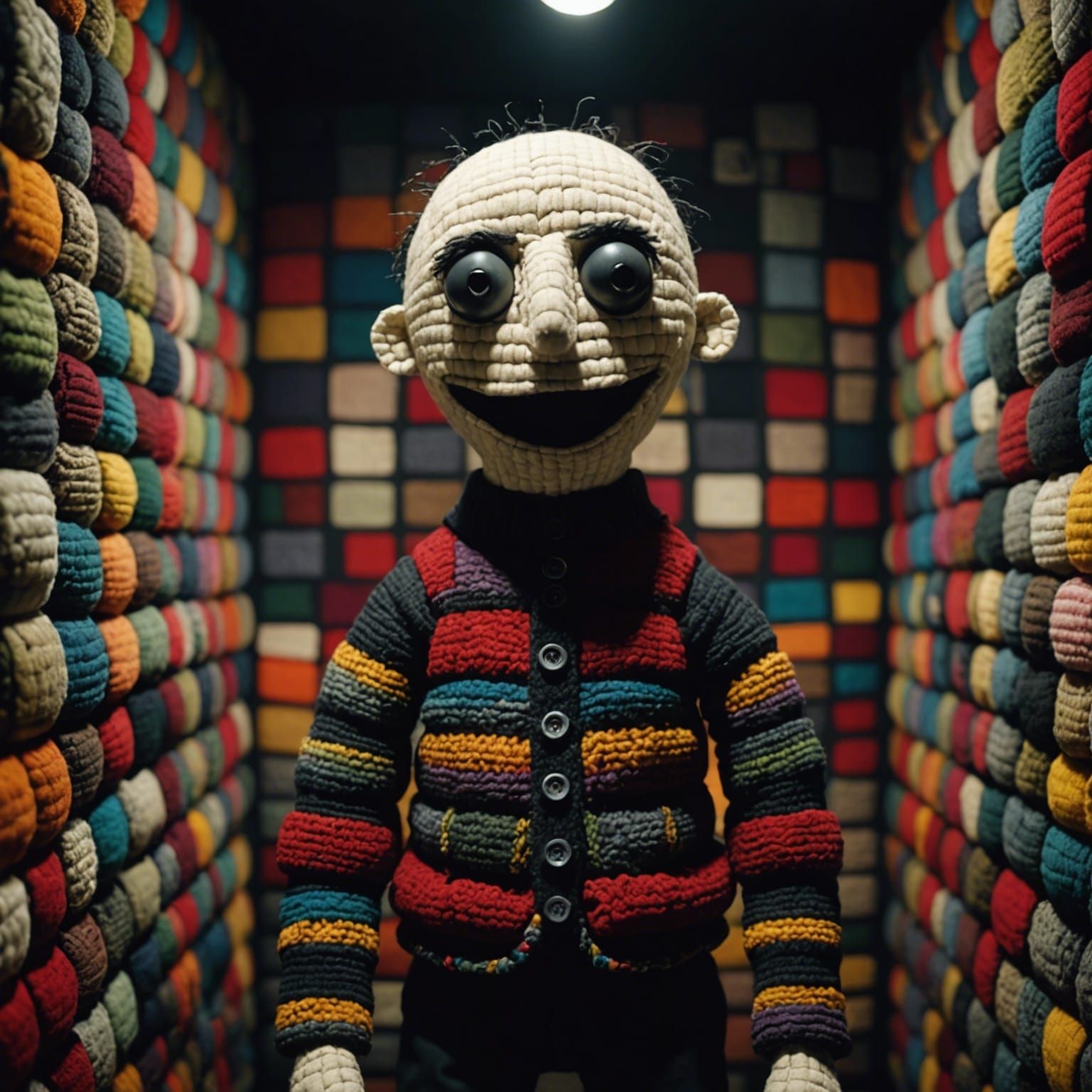 Quilted Puppet in Asylum, Tim Burton Style