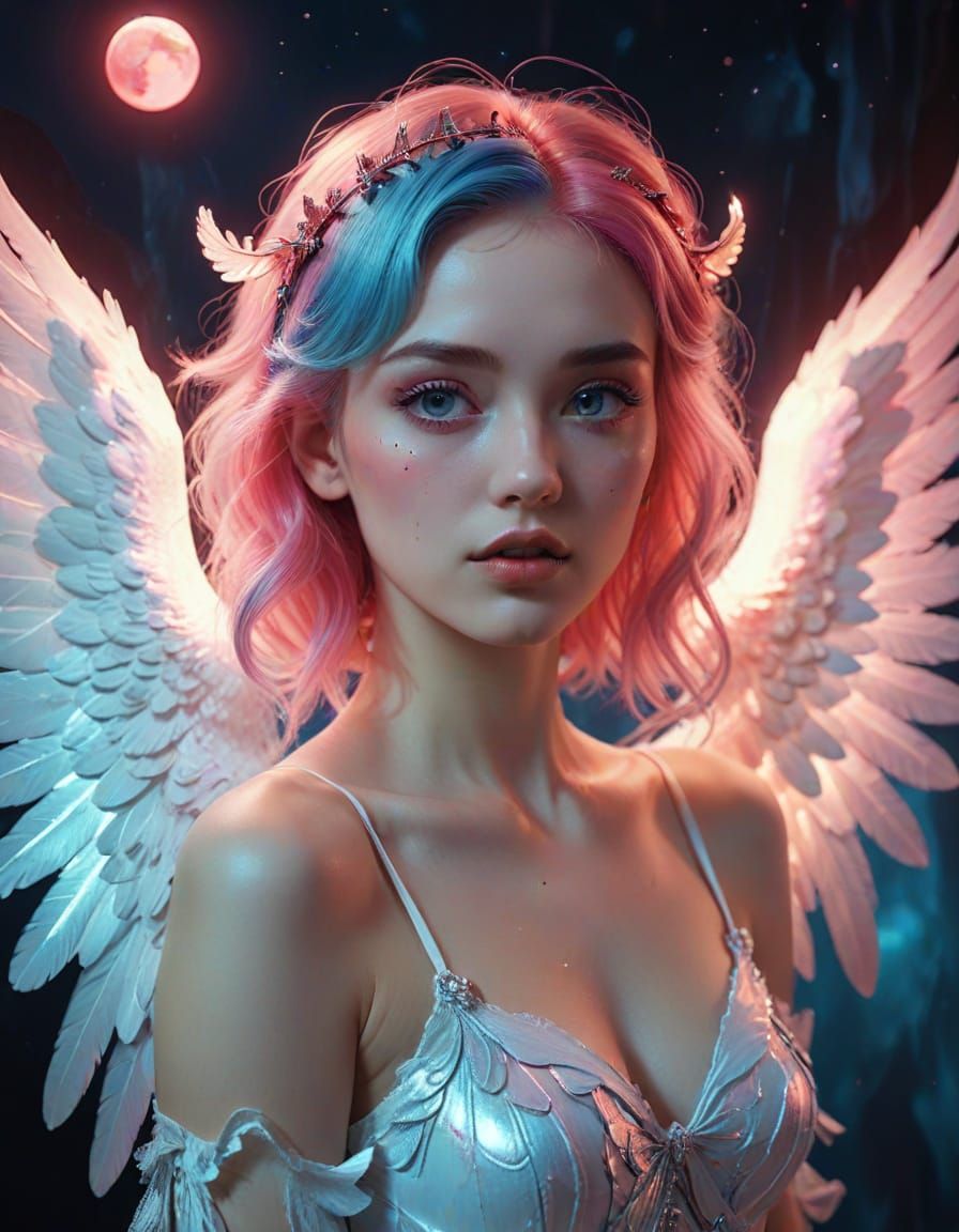 Girl in Angel Costume, Pop Art Concept