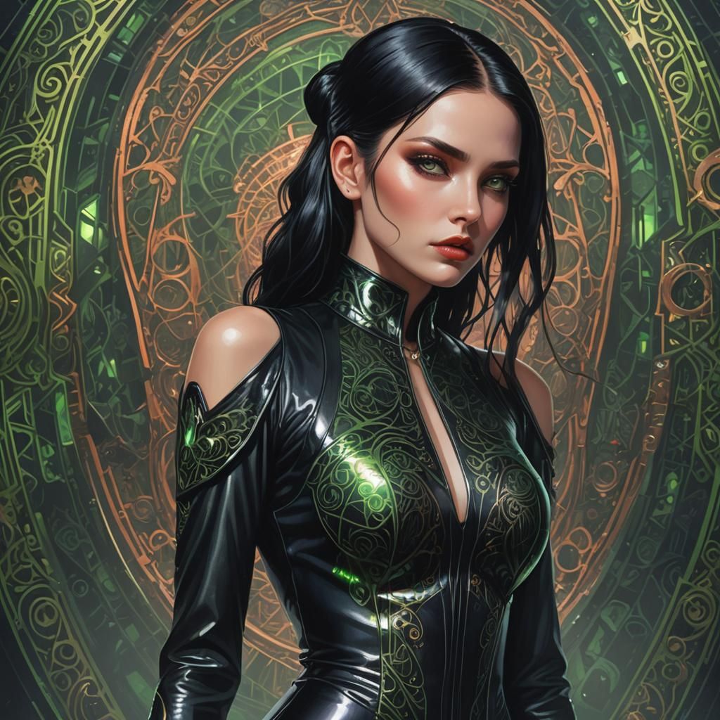Gothic Neo-Victorian Lady in Futuristic Attire