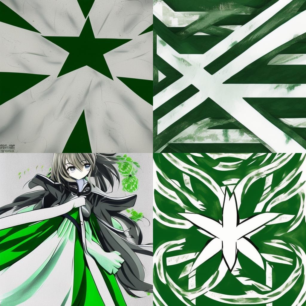 Esperanto Flag with Green Star in Anime Style