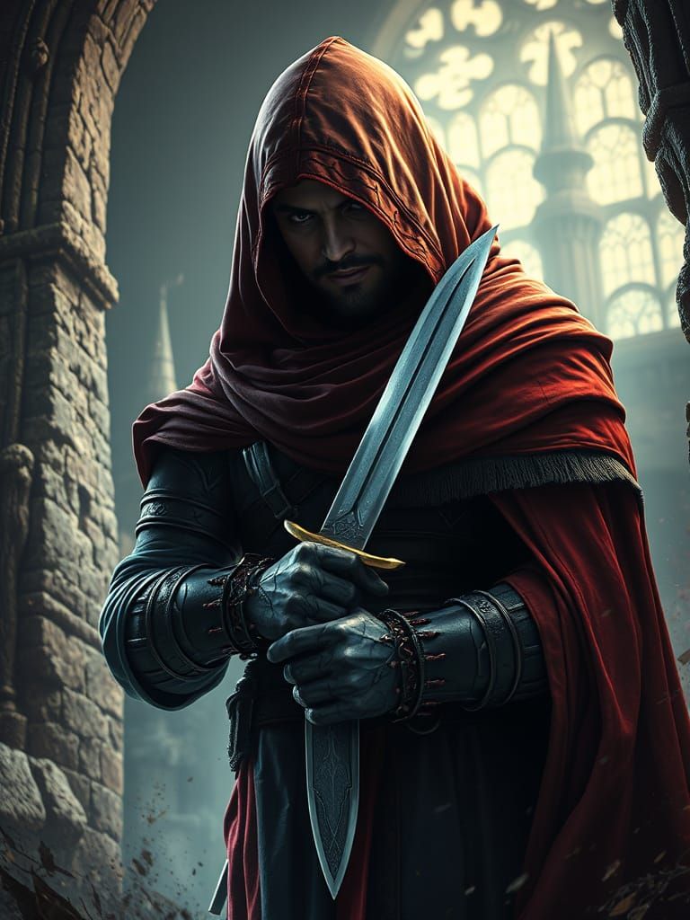 Medieval Assassin Revealed in Castle Shadows