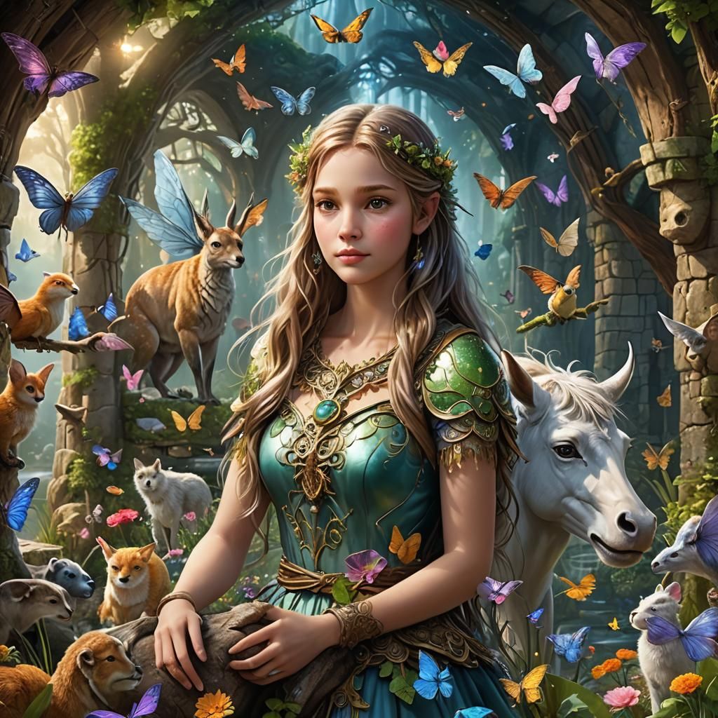 Enchanting Fantasy World with Fairies and Animals