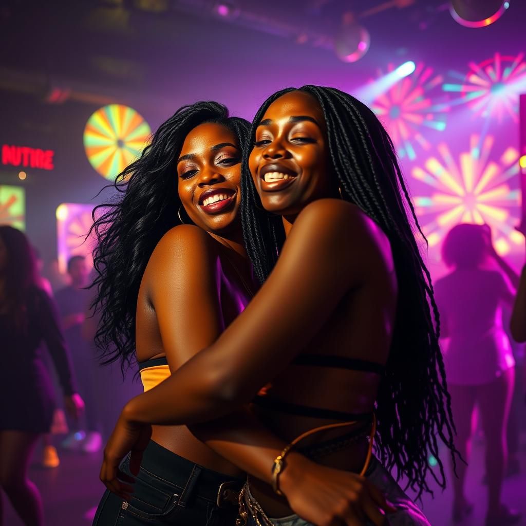 Black Women Dancing in Nightclub: Hyperrealistic Splash Art