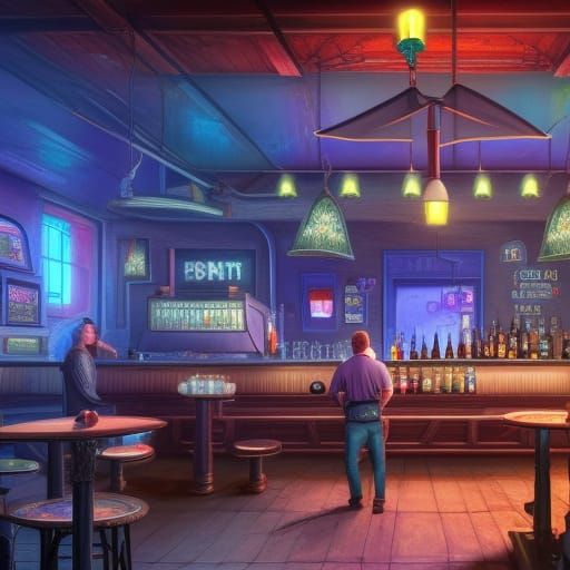 Intricate Small Town Gay Bar Concept Art