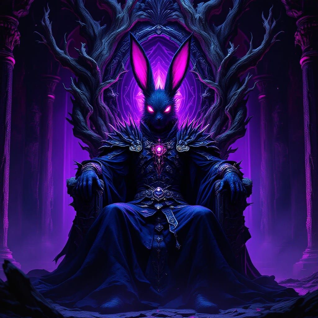 Evil Black Bunny Emperor on Twisted Throne