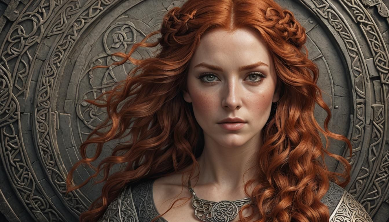 Celtic Woman Portrait in Hyperrealistic Digital Art