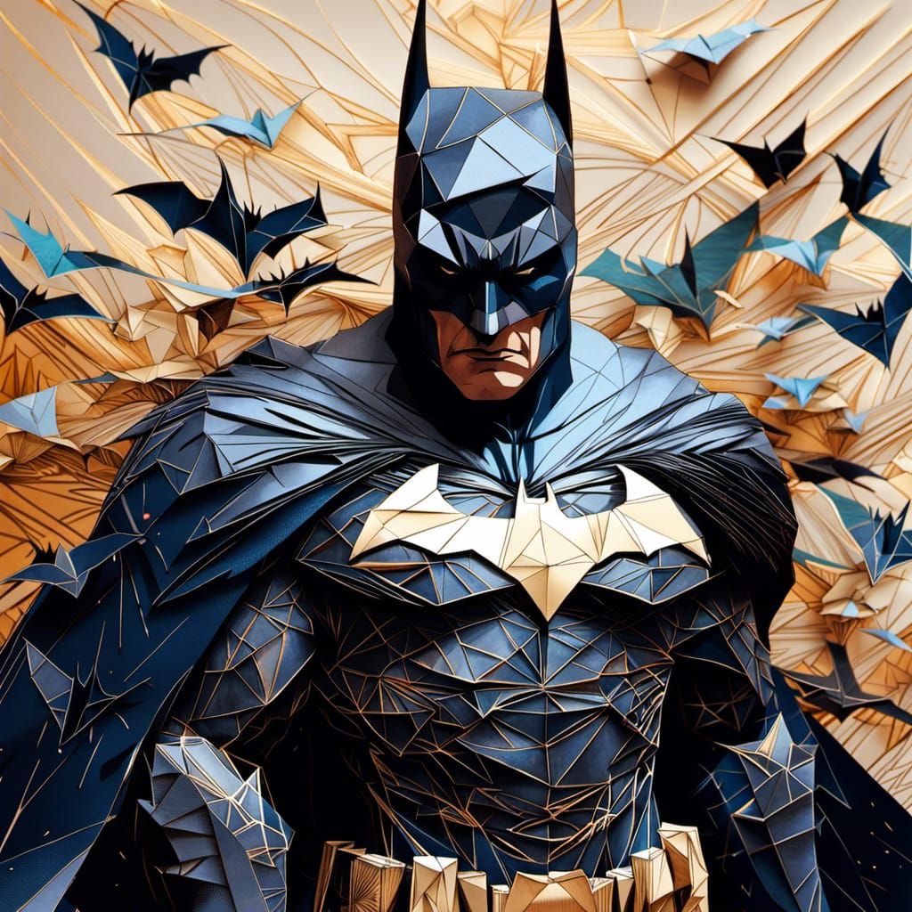 Origami Batman in Gotham city