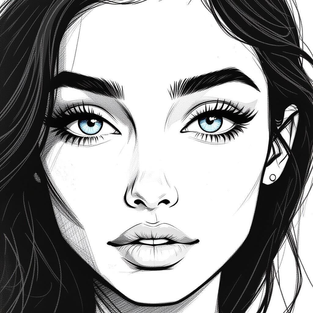 Minimalist Pencil Drawing of Charming Eyes
