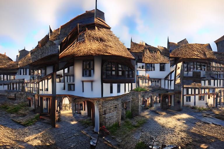 Charming Tudor Town Digital Rendering